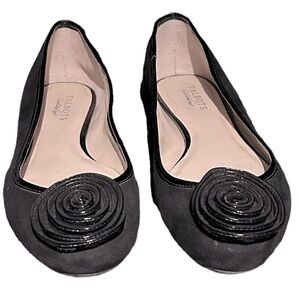 Talbots Suede Ballet Flats with Patent Rosette